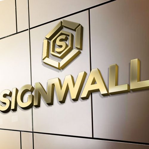 موکاپ لوگو فلزی لایه باز موکاپ لوگو فلزی لایه باز